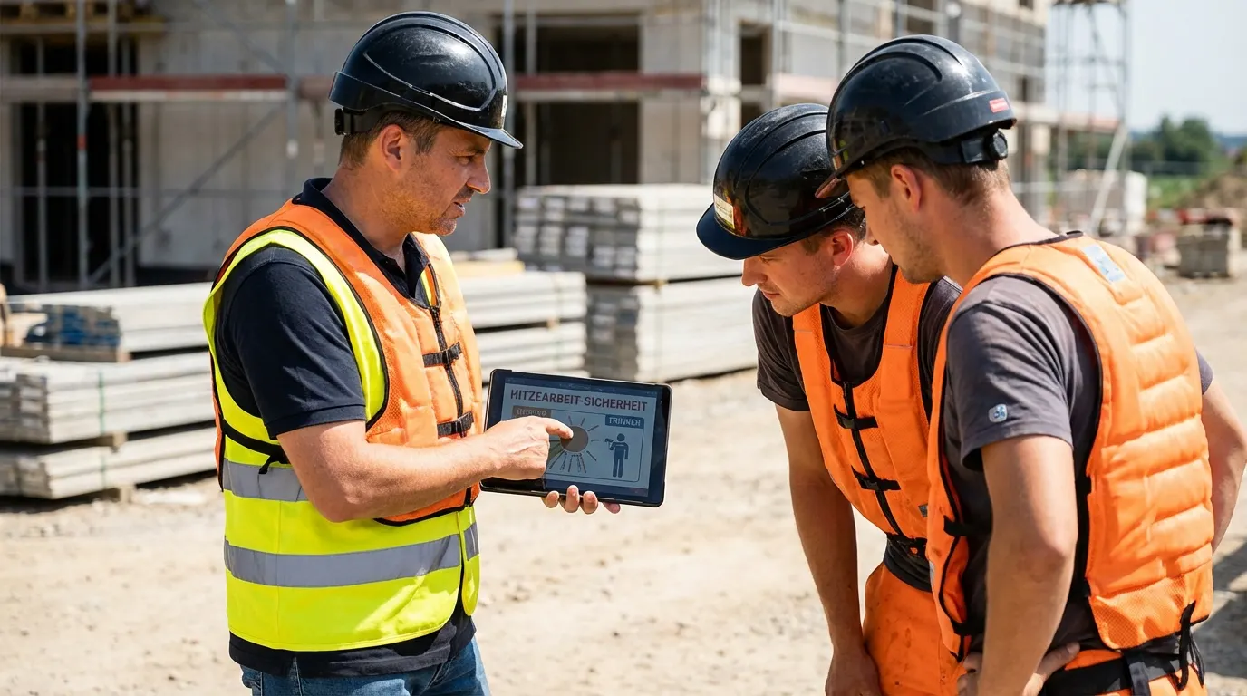 Bauarbeiter bei der Arbeit im Freien
